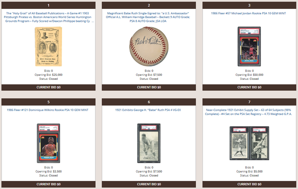 스포츠 카드 및 수집품 전문 기업 메모리 래인(Memory Lane)이 2022 Winter Rarities Auction 카탈로그 경매를 12월 10일부터 내년 1월 7일까지 진행한다. [사진출처=메모리 래인]