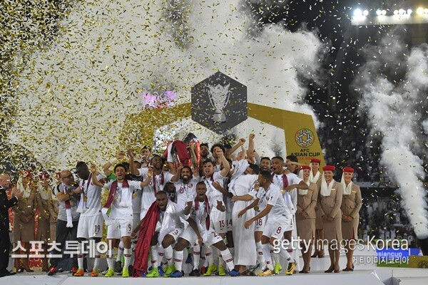 2019 아시안컵에서 우승을 차지했던 카타르 선수단 / 사진=Gettyimages 제공