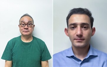 이기진교수와  지라이르 연구원이  메타물질(Metamaterial) 센서를 이용  마이크로파 반응 특성을 CCD 카메라를 이용한 측정 장치를 개발했다. 사진=서강대학