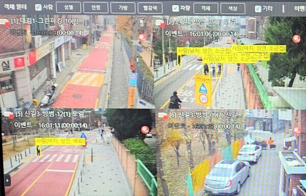 영등포구 통합관제센터 모니터 내 지능형 CCTV 화면 사진=영등포구청
