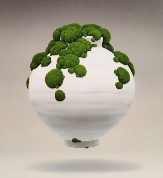 양종용, '달항아리이끼' , 2023, Oil on canvas, 91x84cm  ⓒ갤러리 끼